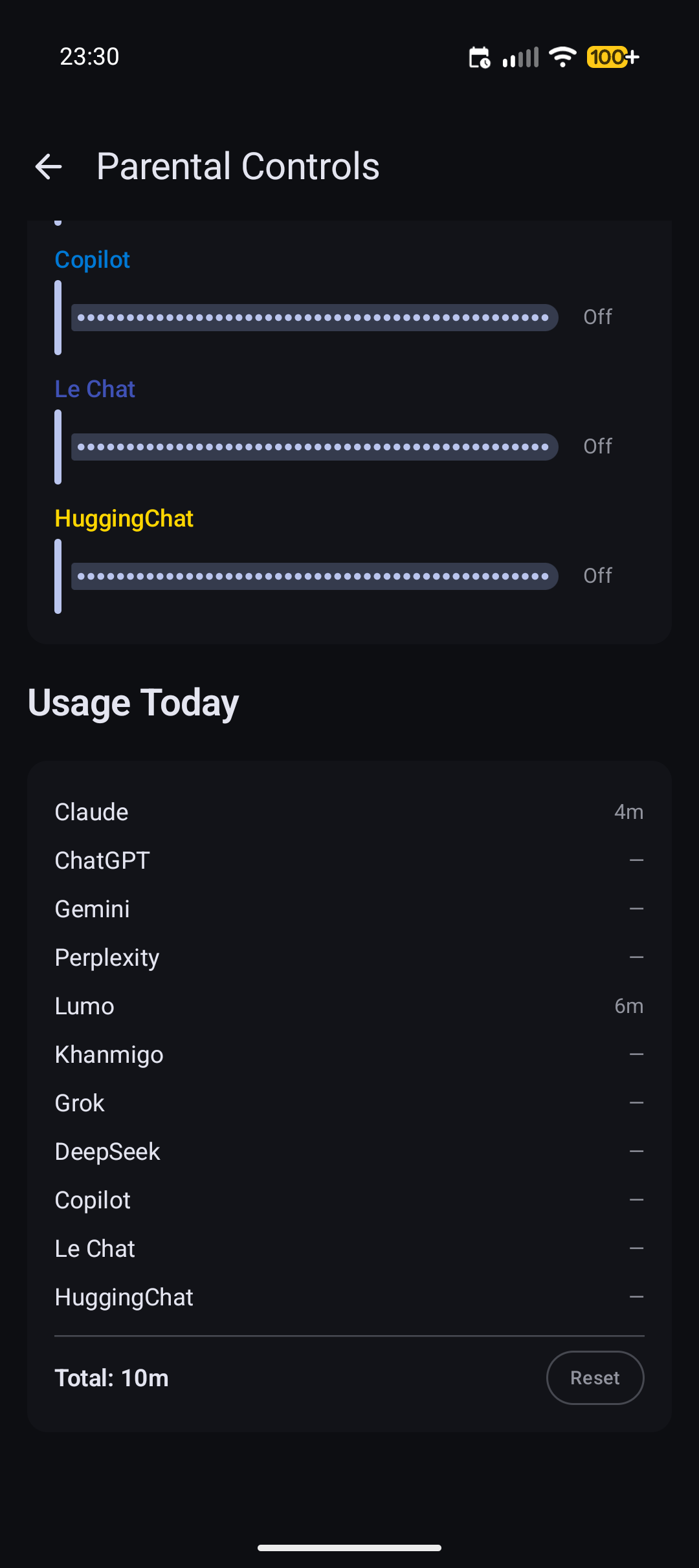 Daily usage tracking